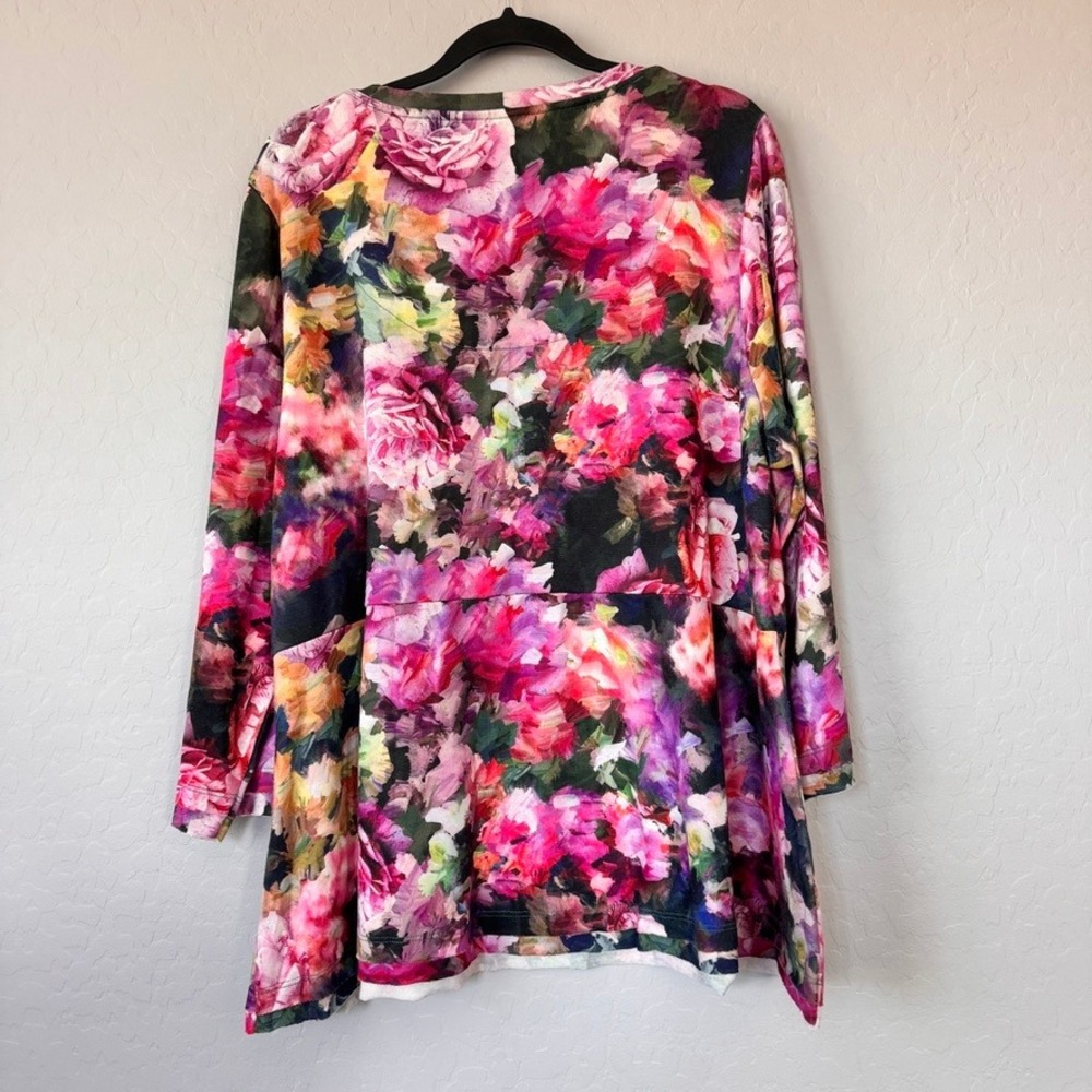 Soft Surroundings Pink Long Sleeve Floral Print Tunic Top Plus Size 2X - Picture 2 of 5